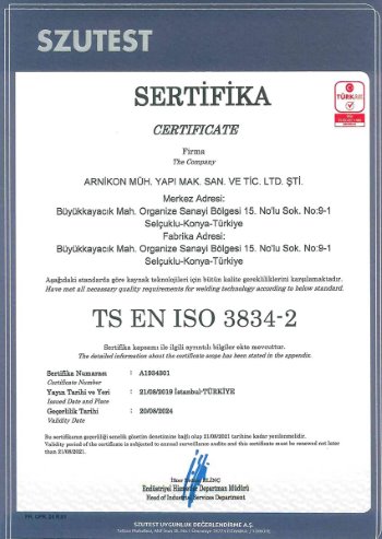 EN ISO 3834-2  Certificate